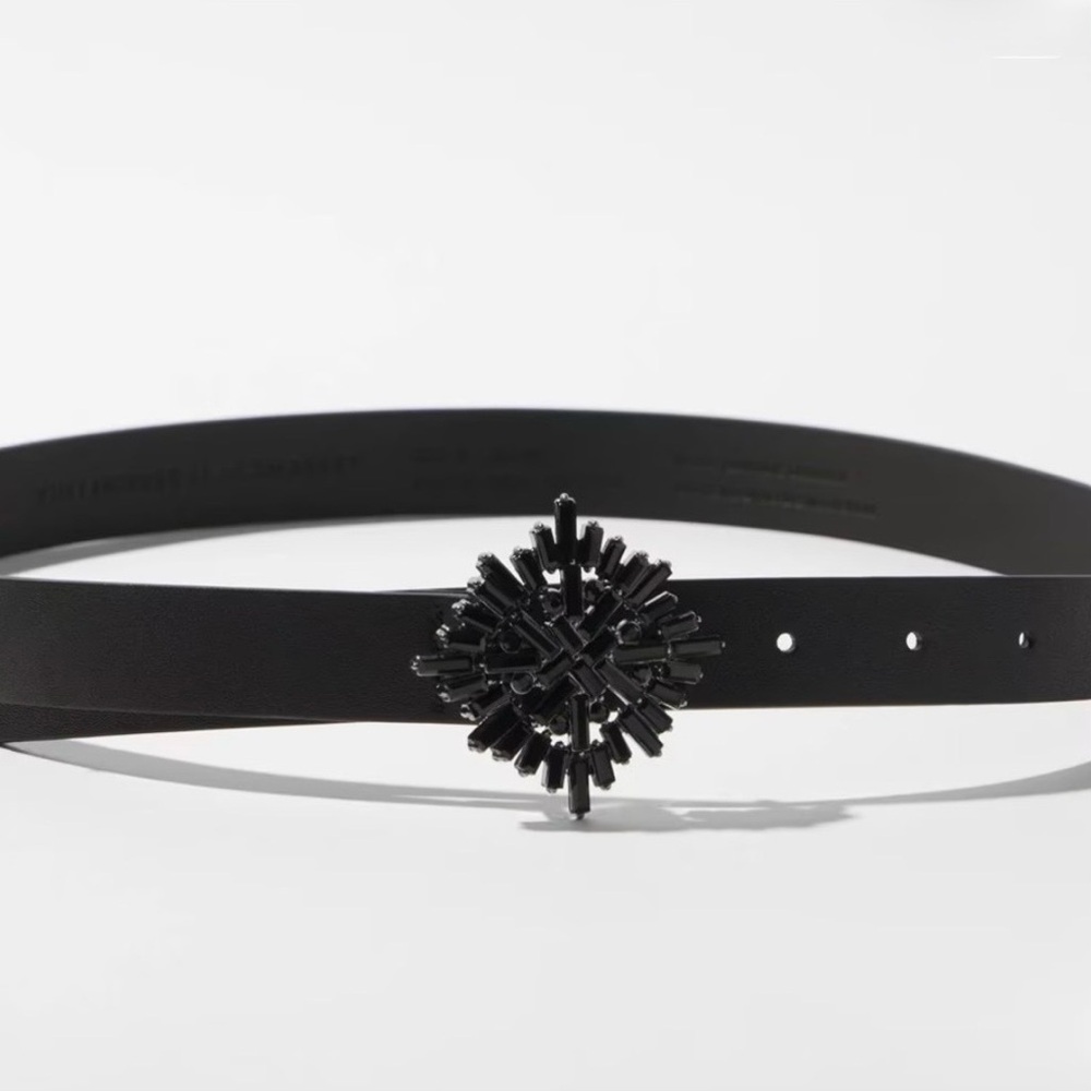 WHBM HEMATITE STARBURST BUCKLE BELT